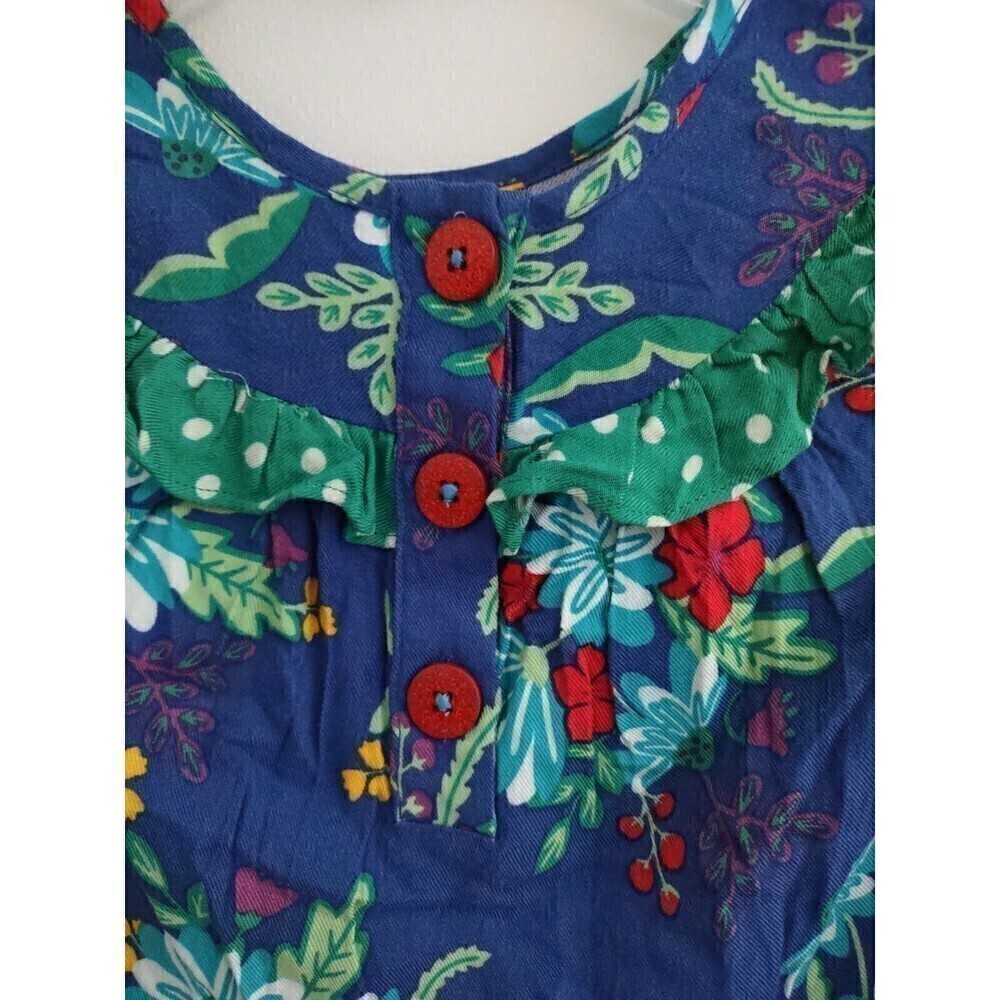 Matilda Jane Merry & Bright Girls Dress Size 6 Blue Floral Ruffles Long Sleeve - Picture 7 of 8